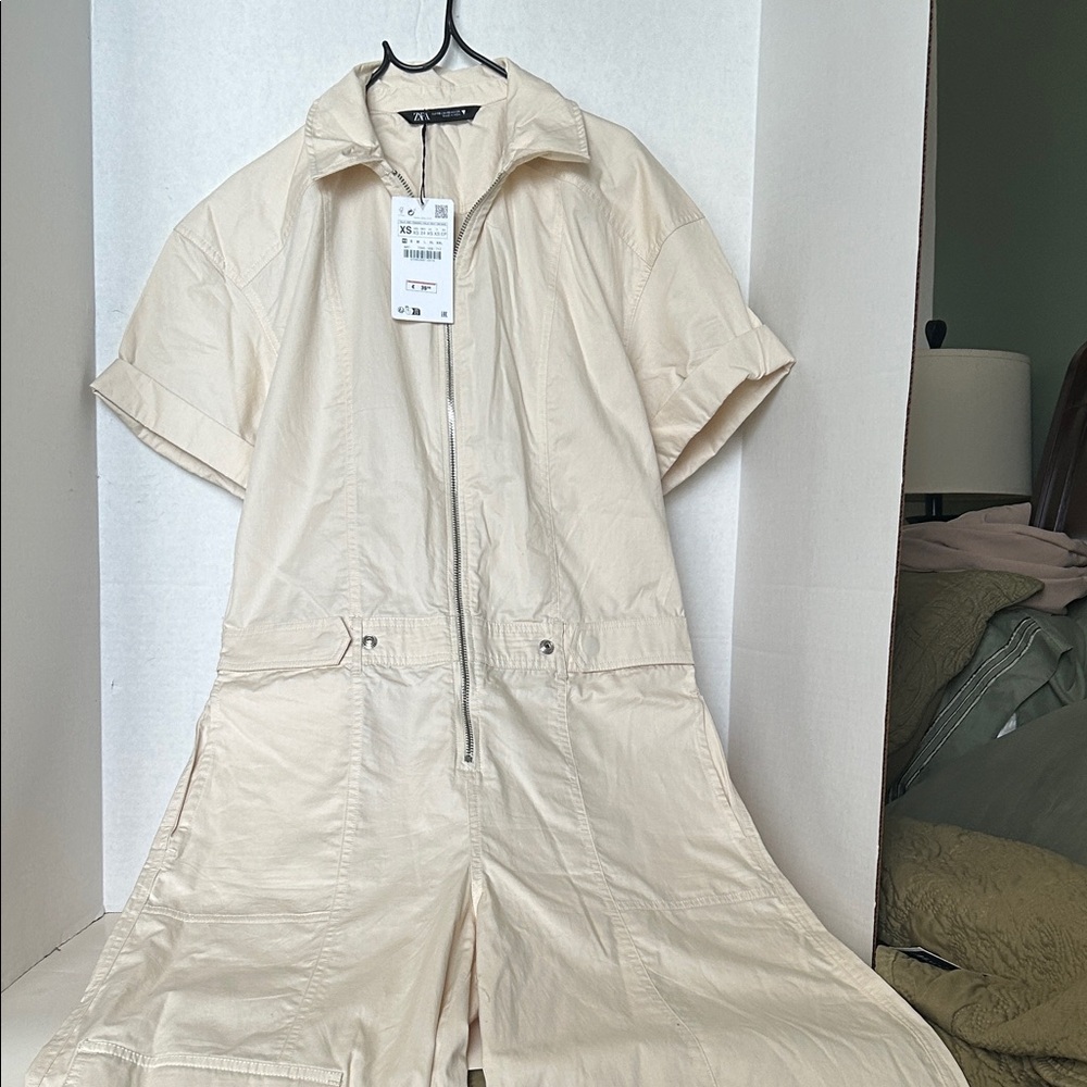 Zara Cream Wide Leg Jumpsuit